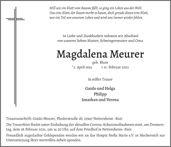 Anzeige von Magdalena Meurer von  Blickpunkt Euskirchen 