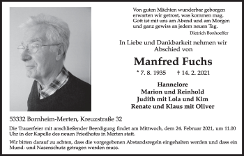 Anzeige von Manfred Fuchs von  Schlossbote/Werbekurier 
