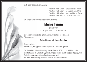 Anzeige von Maria Fimm von  Werbepost 
