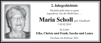 Anzeige von Maria Scholl von  Wochenende 