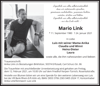 Anzeige von Mario Link von  Werbepost 