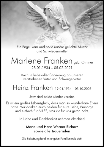 Anzeige von Marlene Franken von  Bergisches Handelsblatt 