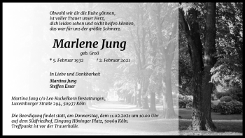 Anzeige von Marlene Jung von Kölner Stadt-Anzeiger / Kölnische Rundschau / Express