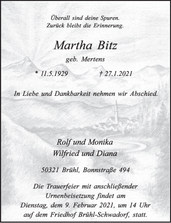 Anzeige von Martha Bitz von  Schlossbote/Werbekurier 