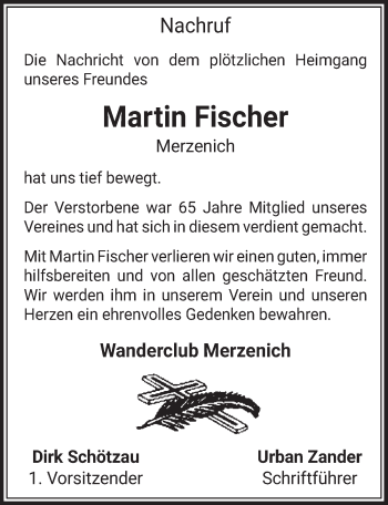 Anzeige von Martin Fischer von  Blickpunkt Euskirchen 