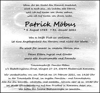 Anzeige von Patrick Möbus von  Blickpunkt Euskirchen 