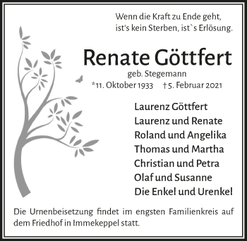 Anzeige von Renate Göttfert von  Bergisches Handelsblatt 