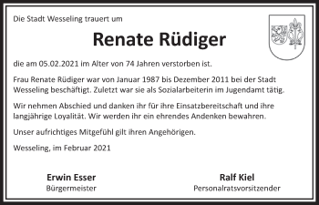 Anzeige von Renate Rüdiger von  Schlossbote/Werbekurier 