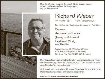 Anzeige von Richard Weber von  Blickpunkt Euskirchen 