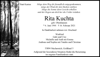 Anzeige von Rita Kuchta von  Blickpunkt Euskirchen 