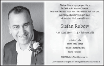 Anzeige von Stefan Rubow von  Werbepost 