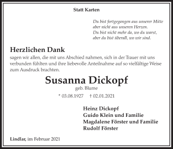Anzeige von Susanna Dickopf von  Werbepost 