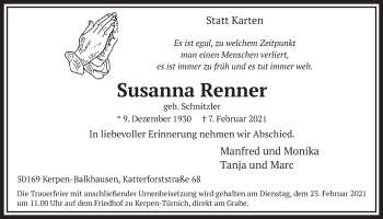 Anzeige von Susanna Renner von  Werbepost 