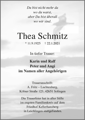 Anzeige von Thea Schmitz von  Lokale Informationen 