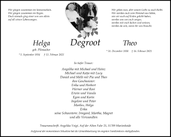 Anzeige von Theo Degroot von  Anzeigen Echo 