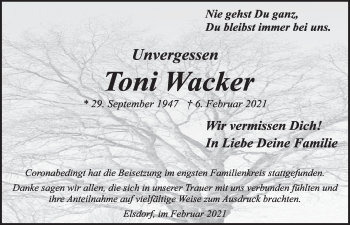 Anzeige von Toni Wacker von  Werbepost 