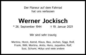 Anzeige von Werner Jockisch von Kölner Stadt-Anzeiger / Kölnische Rundschau / Express