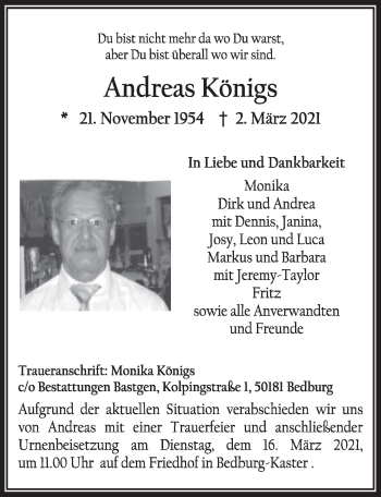 Anzeige von Andreas Königs von  Werbepost 