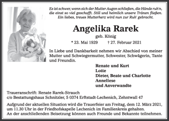 Anzeige von Angelika Rarek von  Werbepost 