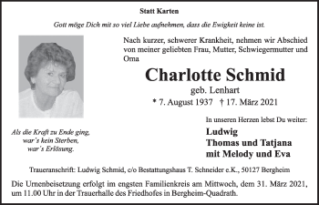 Anzeige von Charlotte Schmid von  Werbepost 