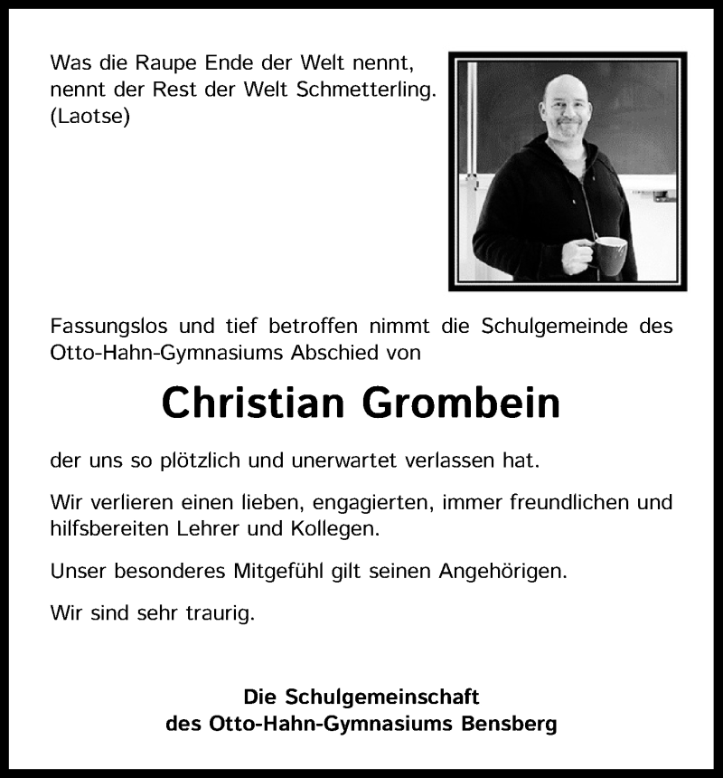  Traueranzeige für Christian Grombein vom 10.03.2021 aus Kölner Stadt-Anzeiger / Kölnische Rundschau / Express