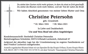 Anzeige von Christine Petersohn von  Werbepost 