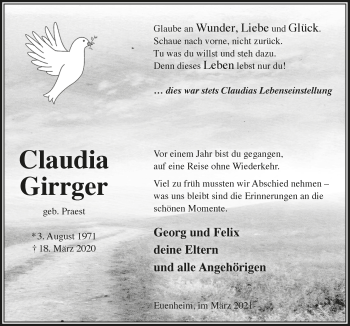 Anzeige von Claudia Girrger von  Blickpunkt Euskirchen 
