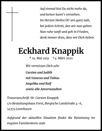 Anzeige von Eckhard Knappik von Kölner Stadt-Anzeiger / Kölnische Rundschau / Express