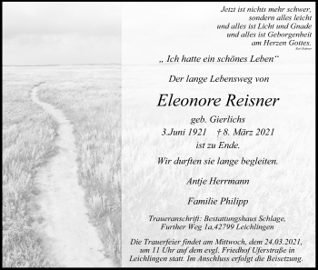 Anzeige von Eleonore Reisner von Kölner Stadt-Anzeiger / Kölnische Rundschau / Express
