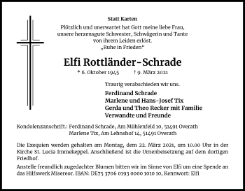 Anzeige von Elfi Rottländer-Schrade von Kölner Stadt-Anzeiger / Kölnische Rundschau / Express