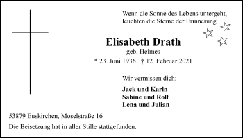 Anzeige von Elisabeth Drath von  Blickpunkt Euskirchen 