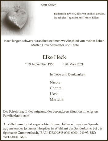 Anzeige von Elke Heck von  Anzeigen Echo 