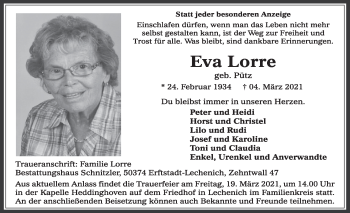 Anzeige von Eva Lorre von  Werbepost 