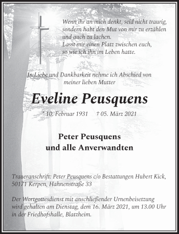 Anzeige von Eveline Peusquens von  Werbepost 