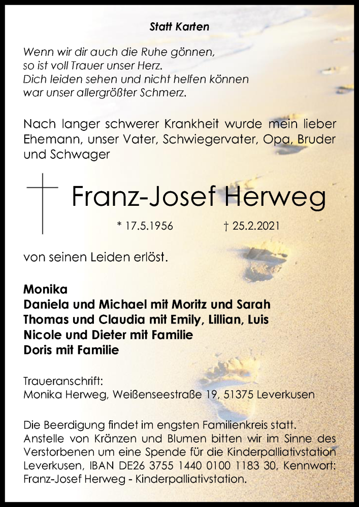  Traueranzeige für Franz-Josef Herweg vom 05.03.2021 aus  Lokale Informationen 