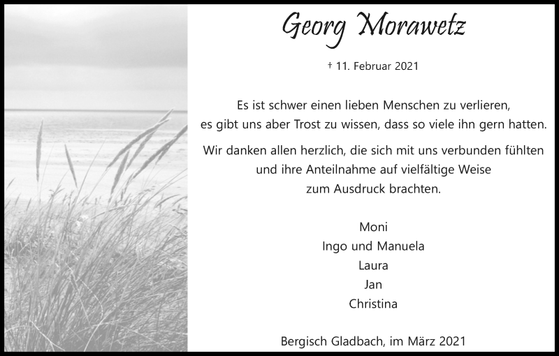  Traueranzeige für Georg Morawetz vom 13.03.2021 aus Kölner Stadt-Anzeiger / Kölnische Rundschau / Express