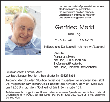 Anzeige von Gerfried Merkt von  Schlossbote/Werbekurier 