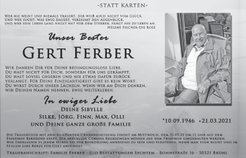 Anzeige von Gert Ferber von  Schlossbote/Werbekurier 