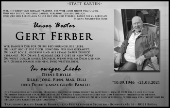 Anzeige von Gert Ferber von Kölner Stadt-Anzeiger / Kölnische Rundschau / Express
