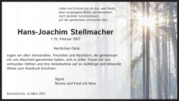 Anzeige von Hans-Joachim Stellmacher von Kölner Stadt-Anzeiger / Kölnische Rundschau / Express