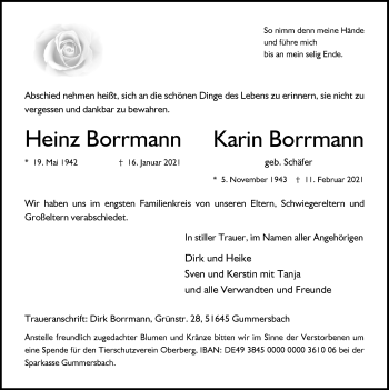 Anzeige von Heinz Borrmann von  Anzeigen Echo 