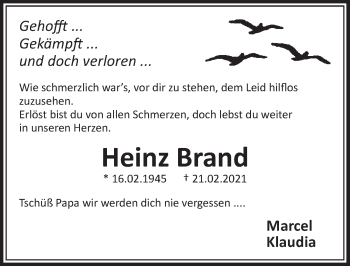 Anzeige von Heinz Brand von  Werbepost 