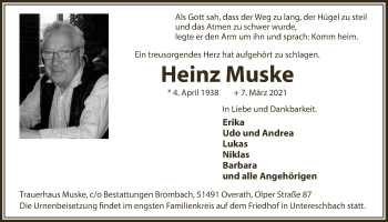 Anzeige von Heinz Muske von  Bergisches Handelsblatt 