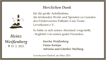 Anzeige von Heinz Weißenberg von  Lokale Informationen 