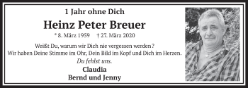 Anzeige von Heinz Peter Breuer von  Werbepost 