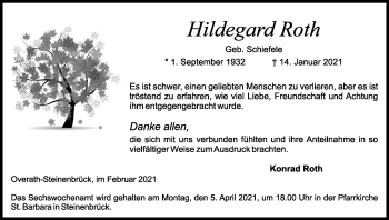 Anzeige von Hildegard Roth von Kölner Stadt-Anzeiger / Kölnische Rundschau / Express