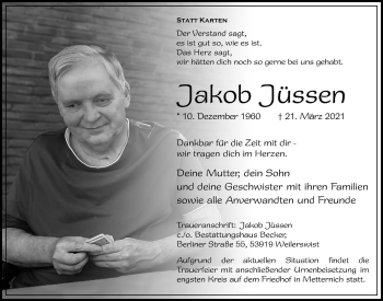 Anzeige von Jakob Jüssen von  Blickpunkt Euskirchen 