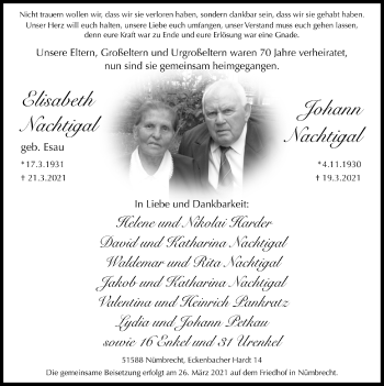 Anzeige von Johann Nachtigal von  Lokalanzeiger 