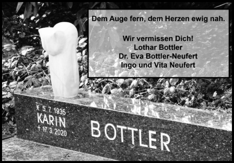  Traueranzeige für Karin Bottler vom 20.03.2021 aus Kölner Stadt-Anzeiger / Kölnische Rundschau / Express
