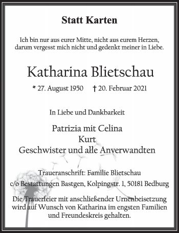 Anzeige von Katharina Blietschau von  Werbepost 